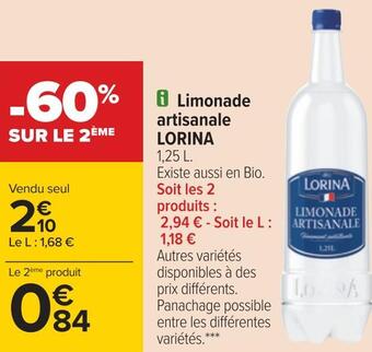 Carrefour Lorina limonade artisanale offre
