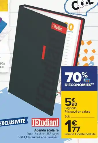 Carrefour L'etudiant agenda scolaire offre