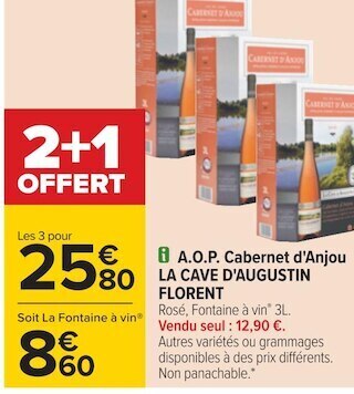Carrefour La cave d'augustin florent a.o.p. cabernet d'anjou offre