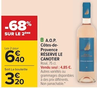 Carrefour Réserve le canotier a.o.p. côtes-de-provence offre
