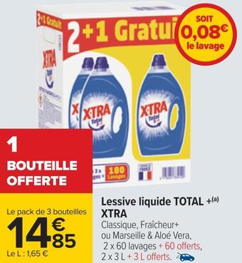 Carrefour Xtra lessive liquide total + offre