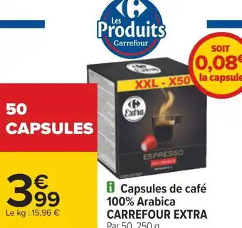 Carrefour Carrefour extra capsules de café 100% arabica offre