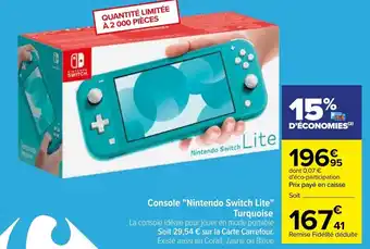 Carrefour Console Nintendo Switch Lite Turquoise offre