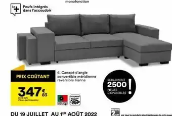 6. canapé d'angle prix coutant convertible méridienne réversible hanna 347% dont 23⏠deco-participation du 19 juillet au
