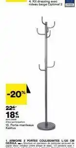 BUT -20% 22 18€ 43 13. porte-manteaux kaktus 1. armoire 2 portes coulissantes l120 cm ozzula structure an pan paper com et offre