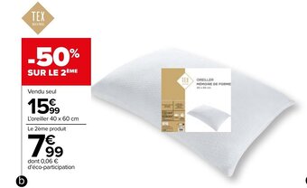 Carrefour Oreiller Mémoire de Forme offre