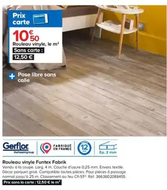 Castorama Rouleau Vinyle Funtex Fabrik offre