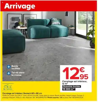 Castorama Carrelage Sol Intérieur Geotech 60x60cm offre