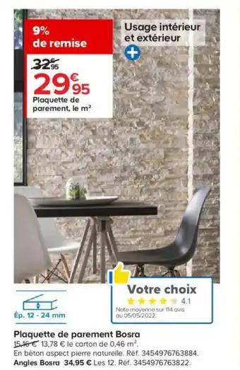 Castorama Plaquette de Parement Bosra offre