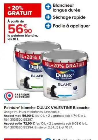 Castorama Peinture Blanche Dulux Valentine Bicouche offre