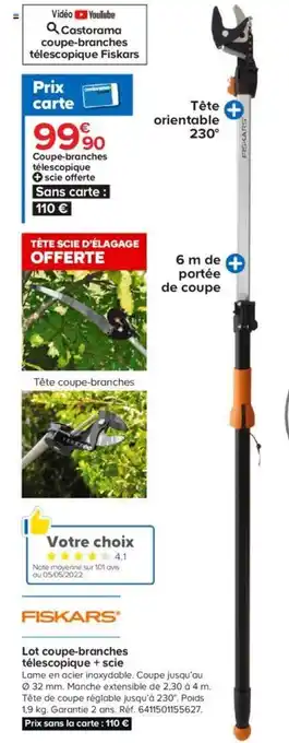 Castorama Lot Coupe-Branches Téléscopique + Scie offre