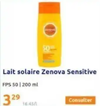 Action Lait solaire zenova sensitive offre