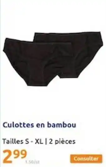 Action Culottes en bambou offre