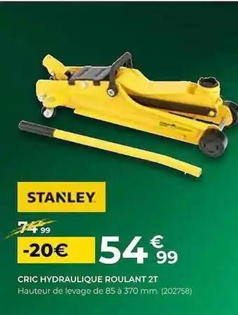 Cric hydraulique roulant 2t stanley