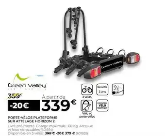 Feu Vert Porte-vélos plateforme sur attlage horizon 2 green valley offre
