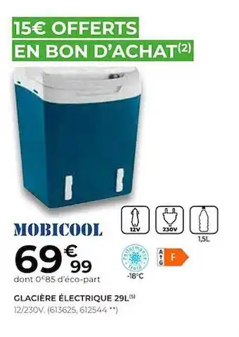 Feu Vert Glacière électrique 29l mobicool offre
