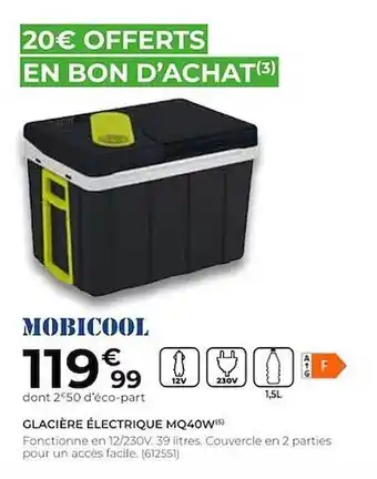 Feu Vert Glacière électrique mq40w mobicool offre