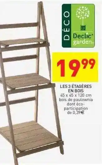 Stokomani Les 3 étagères en bois offre