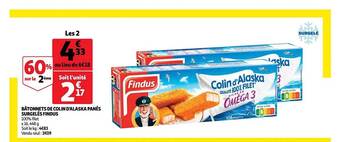 Auchan Bâtonnets de colin d'alaska panés surgelés findus offre