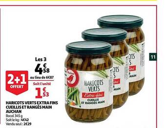 Auchan Haricots verts extra fins cueillis et rangés main auchan offre