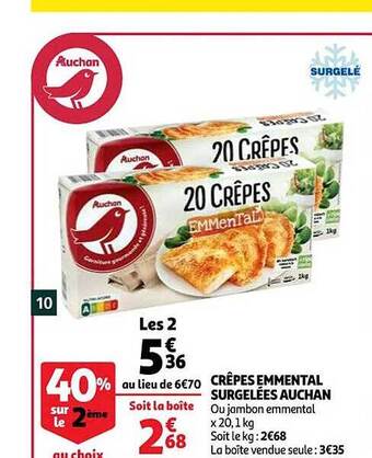 Auchan Crêpes emmental surgelées auchan offre