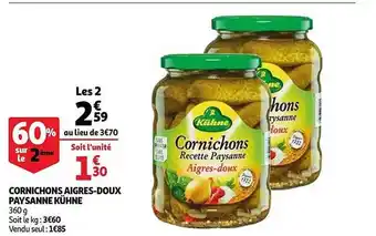 Auchan Cornichons aigres-doux paysanne kühne offre