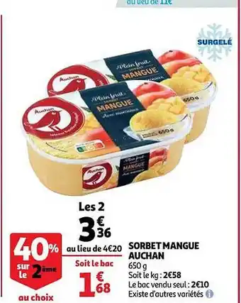 Auchan Sorbet mangue auchan offre