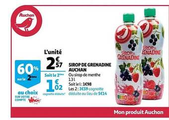 Auchan Sirop de grenadine auchan offre