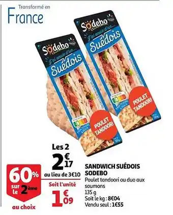 Auchan Sandwich suédois sodebo offre