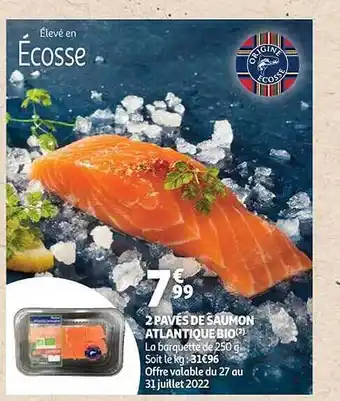 Auchan 2 pavés de saumon atlantique bio offre