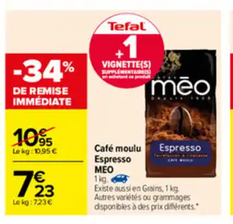 Carrefour Café moulu Espresso Meo offre