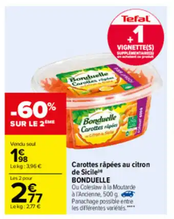 Carrefour Carottes râpées au citron de Sicile Bonduelle offre
