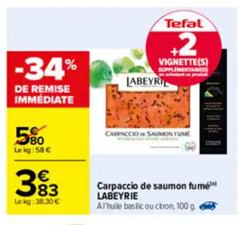 Carrefour Carpaccio de saumon fumé Labeyrie offre
