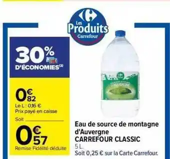 Carrefour Eau de source de montagne d'auvergne carrefour classic offre