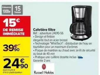 Carrefour Cafetière filtre russell hobbs offre