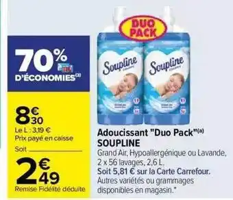Carrefour Adoucissant „duo pack“ soupline offre