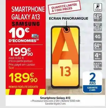 Carrefour Smartphone galaxy a13 samsung offre