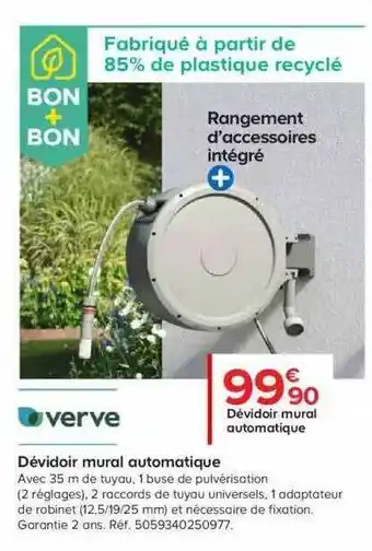 Castorama Verve dévidoir mural automatique offre