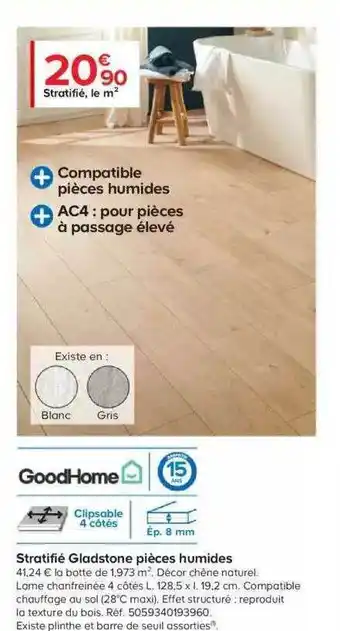 Castorama Goodhome stratifié gladstone pièces humides offre