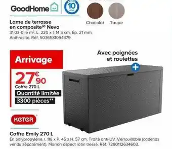 Castorama Keter coffre emily 270 l offre