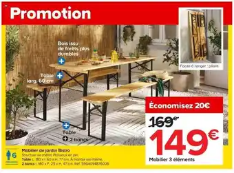 Castorama Mobilier de jardin bistro offre