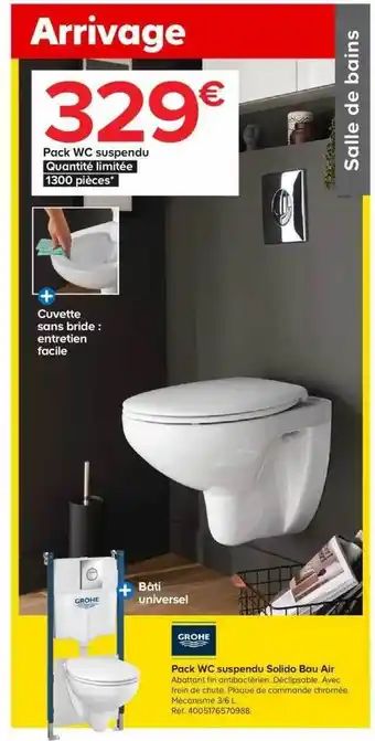 Castorama Grohe pack wc suspendu solido bau air offre