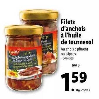 Lidl Filets d'anchois à l'huile de tournesol offre