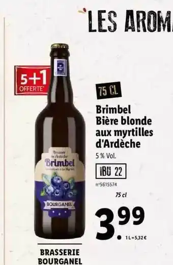 Lidl Brimbel bière blonde aux myrtilles d'ardèche offre