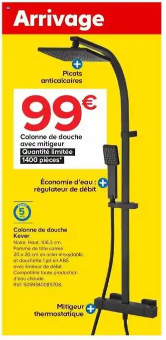 Castorama Colonne de douche avec mitigeur kever offre