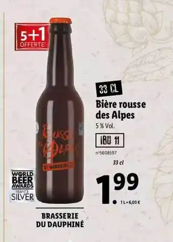 Lidl Brasserie du dauphiné bière rousse des alpes offre