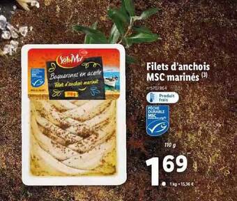 Lidl Filets d'anchois msc marinés offre