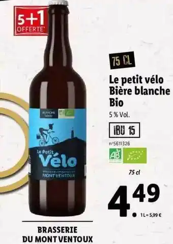 Lidl Le petit vélo bière blanche bio offre
