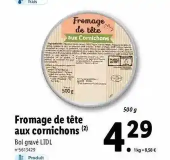 Lidl Fromage de tête aux cornichons offre