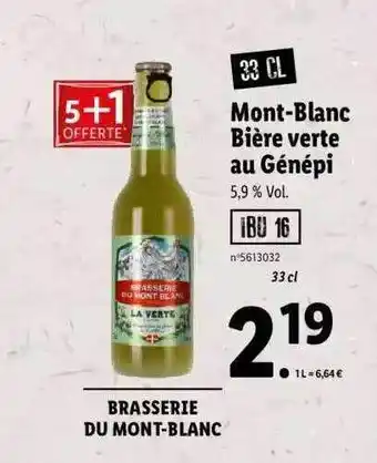 Lidl Mont-blanc bière verte au génépi offre